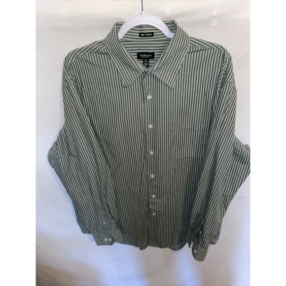 Van Heusen Dress Shirt Men’s Size XL Green Striped Button Up Long Sleeve - Picture 1 of 12